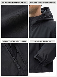 Chaqueta Unisex con Capucha y Cierre Frontal, Cortavientos, de Lona, Estilo Deportivo Urbano, Color Sólido, Ropa Exterior de Poliéster, Ropa de Invierno - Product Image 5