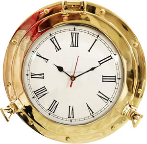 Best Quality Modern Nautical Ship Wheel <b>Mirror</b> Polished Antique Brass <b>Wall</b> <b>Clock</b> Quartz Movement Art Deco Design for Sale - Product Image 1