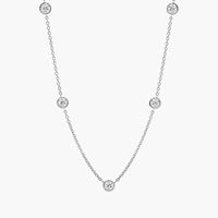 Collar de Lujo para Mujer con Diamantes Naturales de Corte Brillante Redondo en Engaste de Oro Blanco
