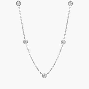 Diamond Station <b>Necklace</b> With Bezel Settings In White Gold - Product Image 3