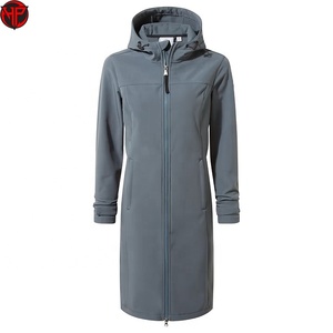 Veste softshell longue pour femme, à capuche, imperméable, respirante, coupe-vent, fermeture éclair, manteau d'hiver, logo personnalisé, veste longue pour femme - Product Image 4