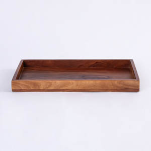 Grand plateau de service rond en bois Art Déco avec poignées pour table basse de style farmhouse et décoration intérieure - Product Image 4