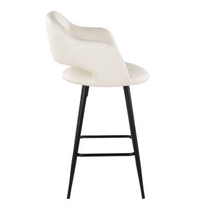 Tabouret de bar contemporain de 26 po à hauteur fixe en métal noir et simili cuir crème avec repose-pieds carré en métal noir, lot de 2 - Product Image 3