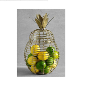 Compra cesta de frutas de hierro hecha a mano de diseño para decoración de mesa de comedor de cocina con estilo moderno rústico elegante - Product Image 2
