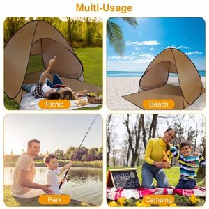 Tenda da Spiaggia Pop-Up 2/3 Posti con Protezione Solare Anti-UV, Tettoia Automatica Impermeabile, Borsa per il Trasporto e Finestra a Rete per Uso Esterno - Product Image 2
