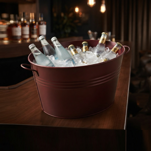Bac à Boissons Ovale en Acier Galvanisé Marron Durable avec Poignées – Idéal pour la Vente en Gros, Parfait pour Refroidir les Boissons et le Glace lors de Fêtes - Product Image 6