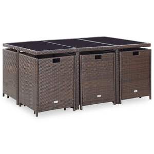 Grand ensemble de meubles d'extérieur en polyrotin brun avec housses amovibles - Product Image 4