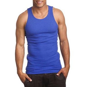 <b>Men's</b> Light Blue Sleeveless Tank Top With Chest Pocket O-Neck Casual Knitted Cotton <b>Vest</b> - Product Image 5