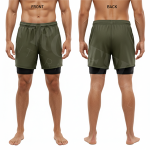 Hot Sale Custom New Style Shorts 2 in 1 Running Fitness Breathable Mesh Workout Sports With Inner Compression <b>Elastic</b> Shorts - Product Image 3