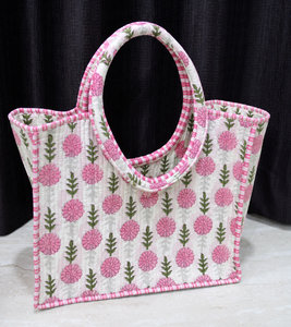 Bolsa de Mano Acolchada de Algodón Hecha a Mano de Primera Calidad, Bolsa de Transporte con Parte Superior Abierta Estructurada, Asas Acolchadas, Gran Capacidad, para Viajes y Compras - Product Image 5