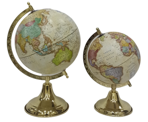 แผนที่โลกหมุนได้หลากสีชุด2ชิ้นสำหรับตกแต่งโต๊ะทำงานตั้งโต๊ะพร้อมฐานแสดงสภาพทางภูมิศาสตร์ - Product Image 1