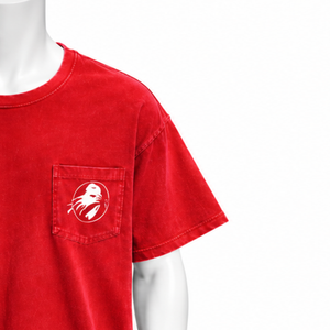 T-shirt rouge délavé avec poche poitrine, en coton vintage, manches courtes, coupe oversize décontractée, style streetwear décontracté, été - Product Image 5