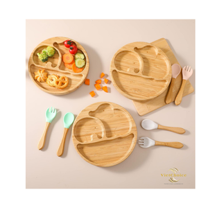 Assiette pour enfant en bambou naturel, écologique, assiette d'alimentation pour bébé, vaisselle pour enfants sûre, pour la vente en gros - Product Image 6