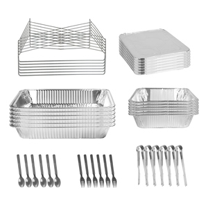 Ensemble de 42 ustensiles de casseroles pleine grandeur, fournitures de restauration jetables pour 6 invités, y compris couvre-serveurs, pinces et couvercles pour fêtes - Product Image 4