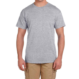 Camiseta de Algodón Gris para Hombre, Manga Corta, Cuello Redondo, Corte Regular, Estilo Casual, Color Sólido, Tejido de Punto Liso - Product Image 3