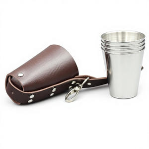 Imra Impex – Lot de 4 verres à shot incassables avec étui de voyage en cuir PU – Mini-tasses à whisky et vodka – Couleur et logo personnalisables 2026 - Product Image 3