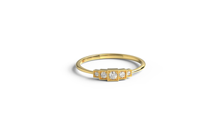 Élégante bague en or 18 carats avec diamants ronds gradués, fine alliance de mariage, bague d'anniversaire, bijou raffiné, cadeau pour femme - Product Image 1