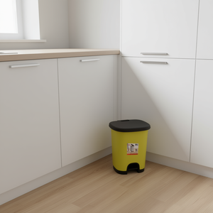 CUBO PEDAL 18L Pattumiera Gialla con Coperchio Ribaltabile e Coperchio Nero - Pratico Contenitore per Rifiuti - Product Image 1