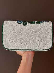 SOL MER Handmade Rectangular Embroidered Polyester Glass Beads Washable Handbag Swimming Pattern Textile Model - Product Image 6