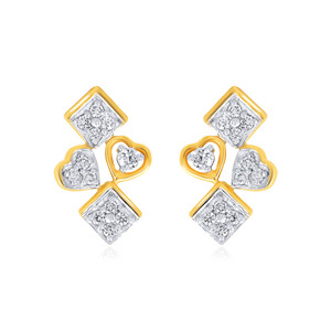 Pendientes de Diamantes Románticos con Corte Corazón, Chapados en Oro Amarillo, para Uso Diario, Color G - Product Image 1