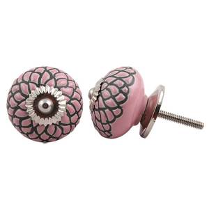 ลูกบิดเซรามิกสีชมพูสำหรับห้องเด็ก ลูกบิดตู้เสื้อผ้าแบบฟาร์มเฮาส์ ลูกบิดลิ้นชักตู้ ลูกบิดเฟอร์นิเจอร์ ขายส่ง - Product Image 1