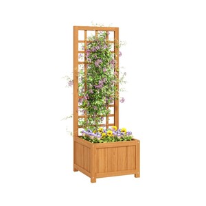 Jardinera elevada de madera para jardín exterior con caja de cultivo y espaldera para verduras y flores, para balcón, hecha en Vietnam. - Product Image 6