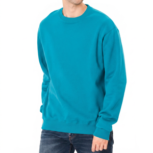 Sudadera de cuello redondo verde sólido para hombre, corte regular, 100% algodón, felpa francesa, estilo casual para invierno - Product Image 3
