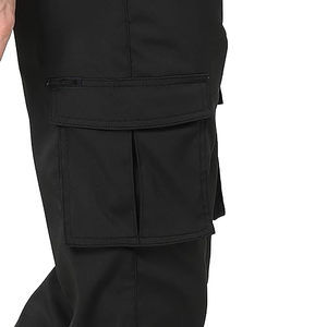 Pantalon cargo noir pour homme, coupe droite, multi-poches, pantalon utilitaire pour le travail décontracté, la mode de rue - Product Image 4
