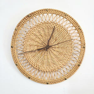 Horloge murale en rotin grande taille, prix de gros, grandes horloges tissées suspendues, accessoire de décoration haut de gamme - Product Image 3