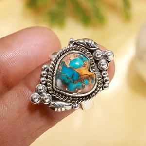 <b>Top</b> Quality Heart Shape Pink Spiny Oyster Turquoise 925 Sterling <b>Silver</b> Gemstone Handmade Jewelry Ring At Factory Price - Product Image 2
