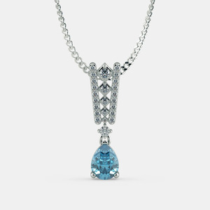 White Gold <b>Blue</b> Topaz Geometric Lab Grown Diamond Pendant <b>Necklace</b> - Product Image 1