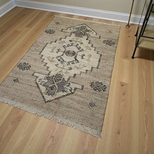 Alfombra de Yute Abstracta Moderna Hecha a Mano, Fibra Natural Ecológica, Alfombra Antideslizante - Product Image 4