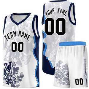 Conjunto de Camiseta de Baloncesto Sublimada Personalizada, Cuello en V, Sin Mangas, Estampado Floral, Rojo, Blanco, Negro, Número 00, Ropa Deportiva Unisex para Adultos - Product Image 2
