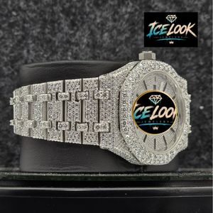 Montre de luxe ICE LOOK pour homme en acier inoxydable, boîtier de 41 mm, verre saphir, quartz analogique, date automatique, aiguilles lumineuses, fermoir pliant - Product Image 2