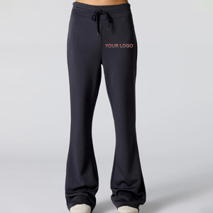 OEM Serviced Winter Hot Selling Wide Leg Flare Jogger <b>Pants</b> for Women Elastic Waistband Drawstring Baggy Streetwear - Product Image 5