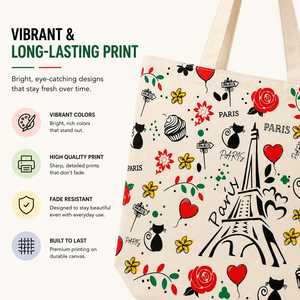 กระเป๋าผ้าแคนวาส Paris Urban Tote คุณภาพพรีเมียม สินค้าขายส่งยอดนิยม กระเป๋าถือผู้หญิง รับทำโลโก้  ใช้งานได้หลากหลาย แฟชั่นทันสมัย ดีไซน์เรียบง่าย - Product Image 4