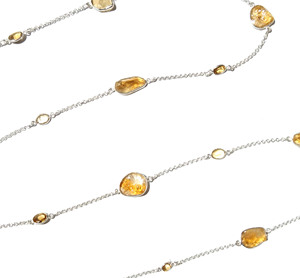 KGN SILVER JEWELLERY HOUSE Emerald Cut Natural Gemstone Long Snake Chain Bohemian Style Statement <b>Necklace</b> 925 Sterling Silver - Product Image 4