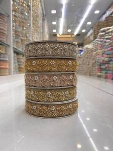 Bordure en dentelle métallique brodée en polyester avec perles, lavable, or et argent, pour vêtements, textiles de maison, sacs, chaussures, décoration - Product Image 4