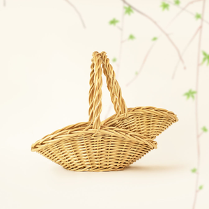 Ensemble de paniers tissés en saule naturel ovales faits à la main JY avec poignée, grands paniers en osier noirs pour cadeaux - Product Image 2