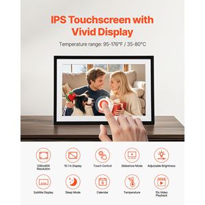 Cornice Digitale con Schermo Touch IPS HD da 10.1 Pollici, 1280x800, Memoria 32GB, Rotazione Automatica Verticale, 2 Pezzi, Cornice Fotografica Elettronica LCD - Product Image 4