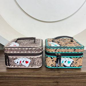 Nuevos estuches de joyería de cuero de vaca genuino occidental hechos a mano, diseño de lujo personalizado y caja de almacenamiento de viaje para naipes para mujeres - Product Image 5