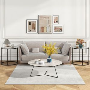 Tavolino da caffè in vetro da 20 pollici con struttura in metallo e piano in finto marmo, 1 pezzo - Product Image 5