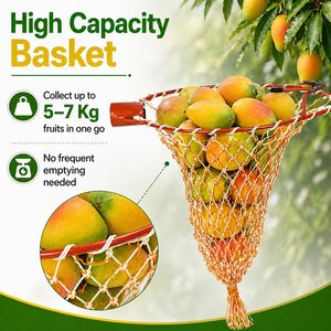 Cesta Recolectora de Frutas con Mástil de Aluminio, Red de Grado Industrial, Herramienta Manual Moderna y Ligera para Cosecha en Huertos y Granjas - Product Image 6