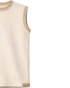 Manufacturer Men Beige Sleeveless Tank Top And Shorts <b>Set</b> Casual Summer Cotton Outfit Contrast Trim Drawstring Two Piece <b>Set</b> - Product Image 2