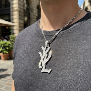 Custom Iced Out Moissanite Pendant <b>Brass</b> Moissanite Charm <b>Letter</b> Necklace Gold Plated Hip Hop Jewelry for Gift Party - Product Image 6