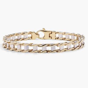 Bracelet pour homme de 8,5 pouces en or jaune italien poli miroir, style maillons de rail - Product Image 1