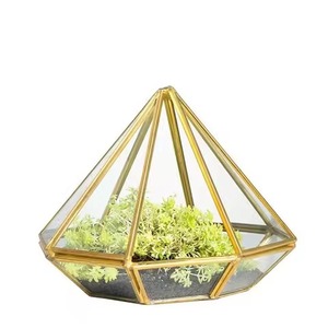 Indoor Decor Glass Metal Terrarium Planter Stylish Indoor Plant Holder Geometric Home Decoration - Product Image 3
