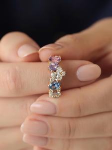 Multi Colored Moissanite Gemstone Rainbow Sapphire Cluster <b>Ring</b> 925 Silver With Rhodium Plated Wedding Ceremony Gift Her - Product Image 6