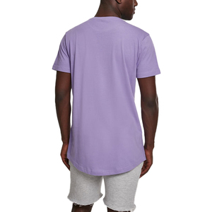 Camiseta Larga Oversize para Hombre, Color Morado, Algodón, Cuello Redondo, Manga Corta, Casual, Color Sólido, Tejido Jersey - Product Image 4