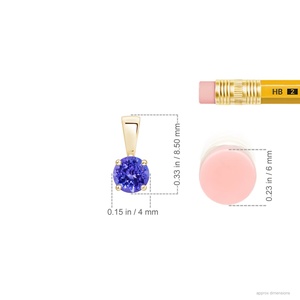 Custom Made Natural Precious Gemstone <b>Pendant</b> Necklace 14K Pure <b>Gold</b> Natural Tanzanite Classic Prong-Set Round Solitaire <b>Pendant</b> - Product Image 3